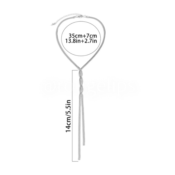 Silver Tone Y Twisted Shape Necklace - Picture 6 of 8